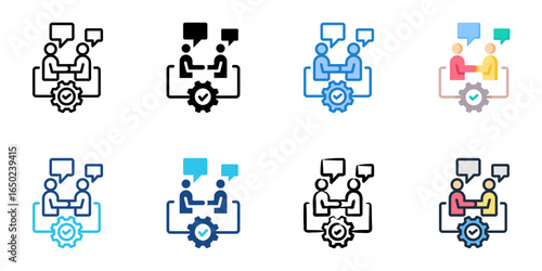 Communication strategies icon set multiple style collection 
