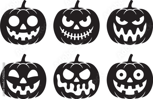 Spooky Halloween pumpkin faces for festive decoration