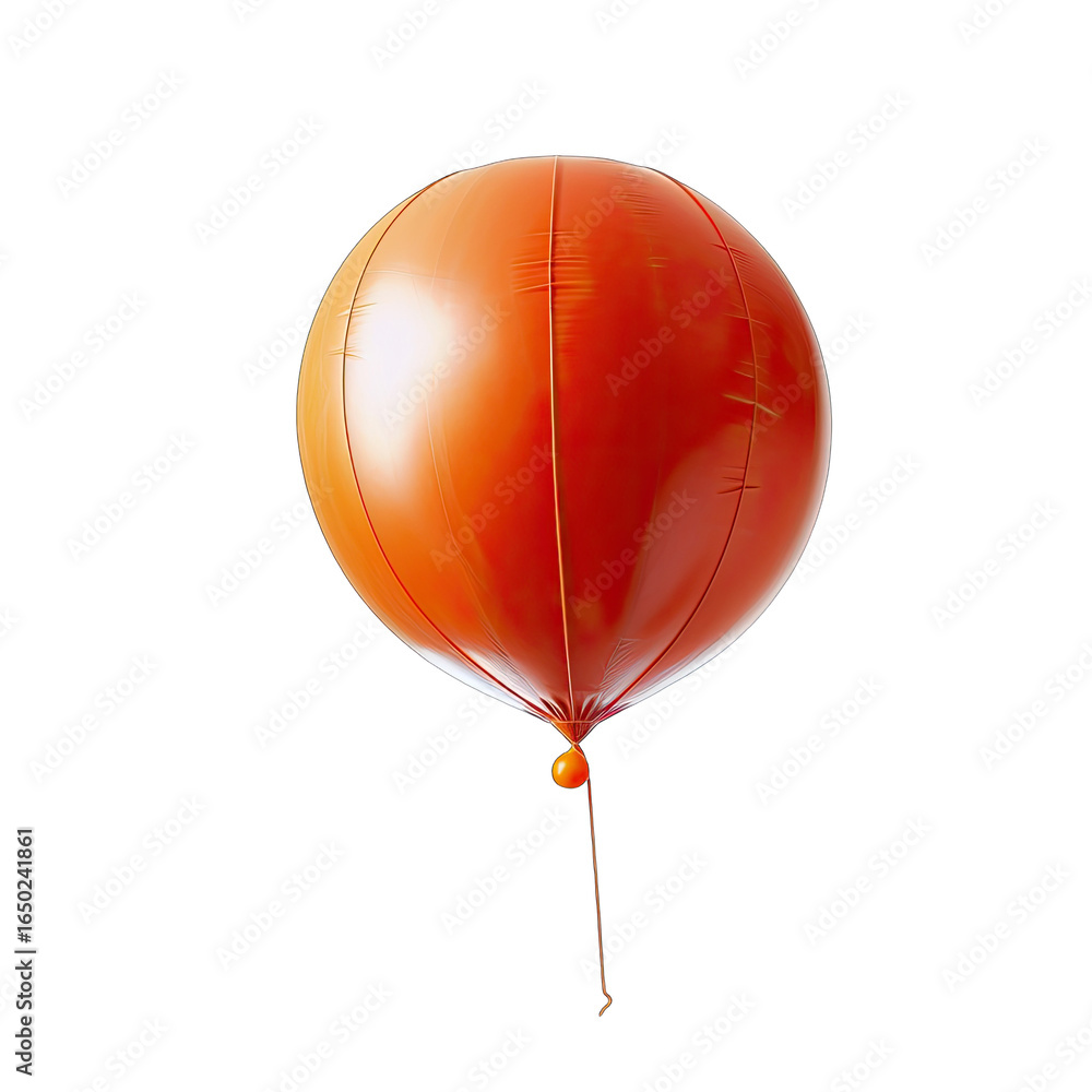Obraz premium Single, vibrant orange balloon against black. A glossy, round balloon with a subtle gradient of orange, hangs by a thin string