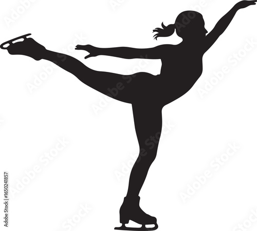 Graceful figure skater performs elegant dance on ice