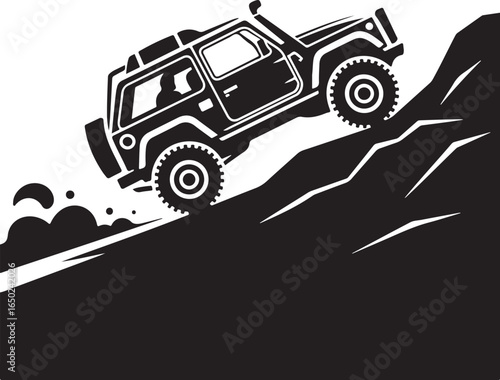 Offroad vehicle conquering steep terrain with determination