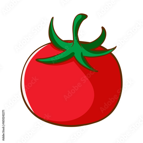 Fresh Tomato: A vibrant, detailed illustration of a juicy, ripe tomato showcases the natural beauty and culinary potential of this essential ingredient. 