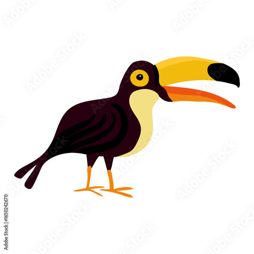 Tropical Toucan in the Sunlight: A vividly colored toucan with its distinctive large beak, set against a backdrop, evoking the vibrant energy of the rainforest.