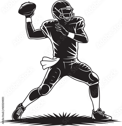 Dynamic quarterback prepares to throw winning football pass