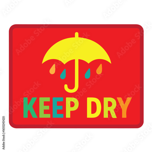 Vector illustration with colorful keep dry symbol theme, representing shipping and delivery safety, package handling, logistics protection, and careful courier service design.