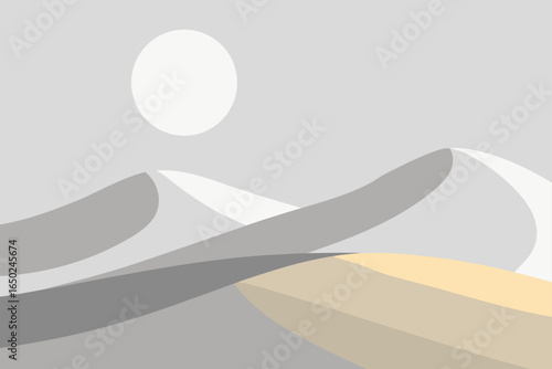 Minimalist desert landscape art with soft gradients and calming neutral tones for zen interior decor prints