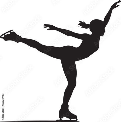 Elegant figure skater performs graceful spin on ice