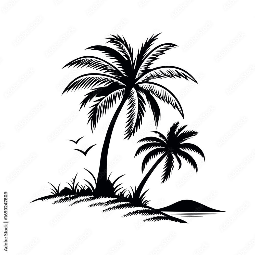 Fototapeta premium Tropical Serenity in Silhouette