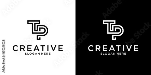 TP or PT initial letter logo design vector
