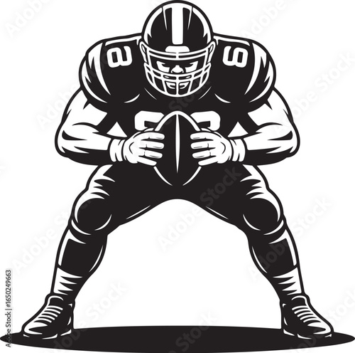 Football player ready for action, powerful stance
