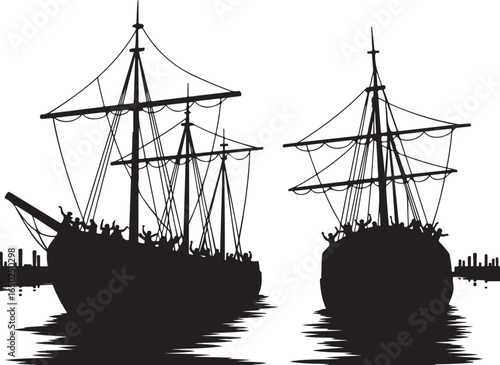 Majestic tall ships sail with jubilant crowds onboard