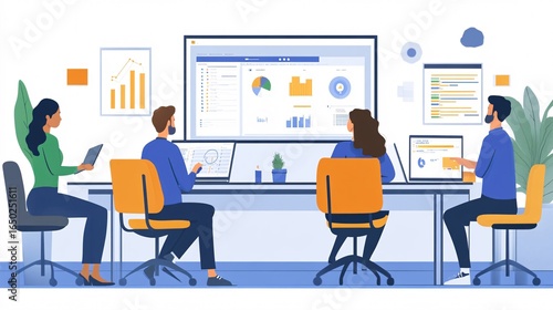 Team Collaboration in Modern Office Environment for Data Analysis