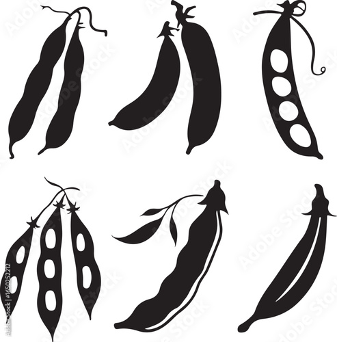 Black pea pods and beans legumes vegetables