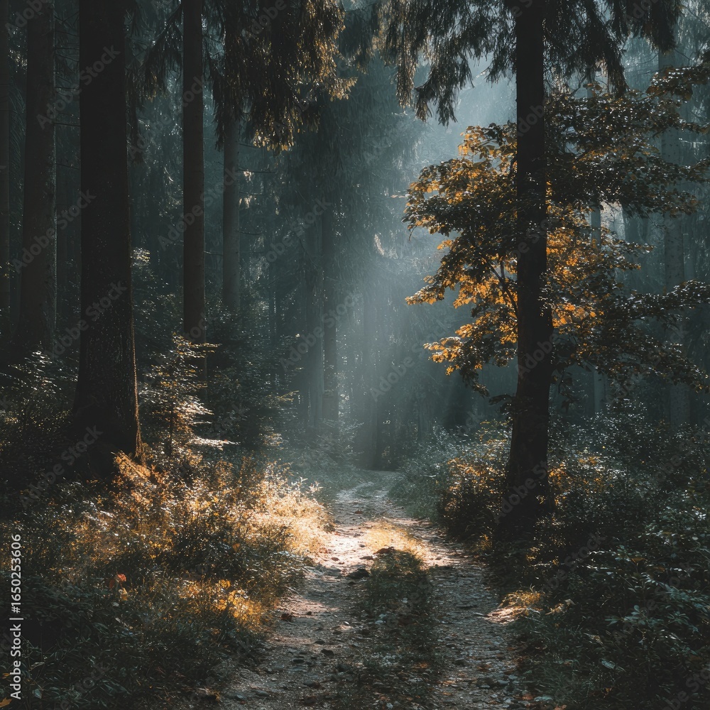Fototapeta premium Sunlit Forest Path