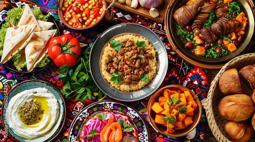 Wallpaper Mural Delectable Middle Eastern feast of grilled meat and fresh sides for a vibrant party Torontodigital.ca