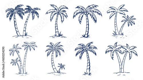 Vibrant tropical palm tree illustration, set of palm trees for web design