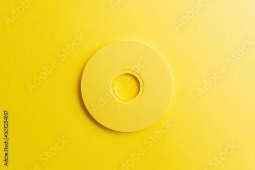 yellow cd case and disc mockup on pale yellow background.