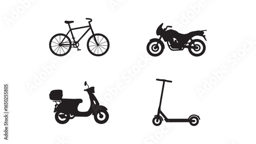 Two wheeled vehicle transportation graphic design