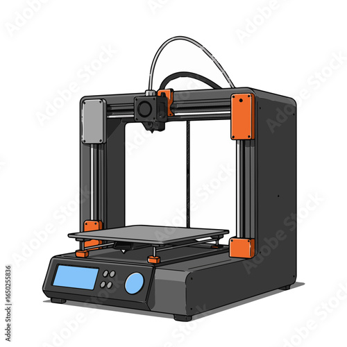 3D Printer Isolated on White Background: Additive Manufacturing Technology