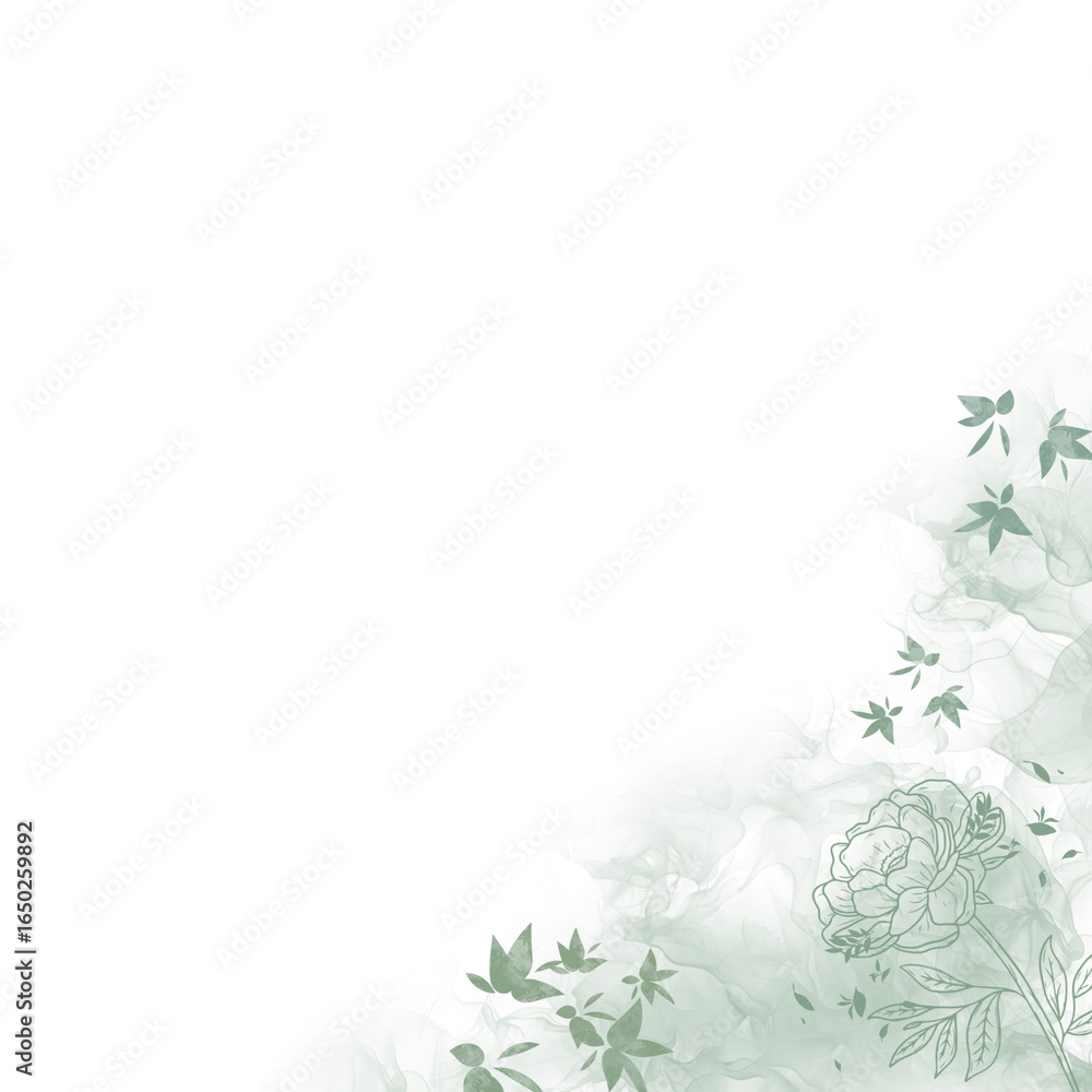Green Floral Corner Decoration on Transparent Background Green Floral Corner Decoration on Transparent Background