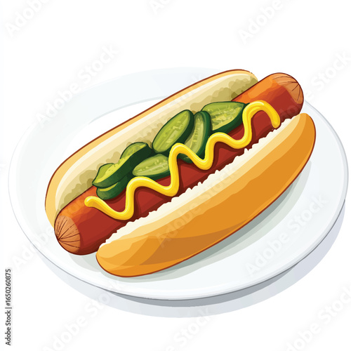 a hotdog with mustard and sausage