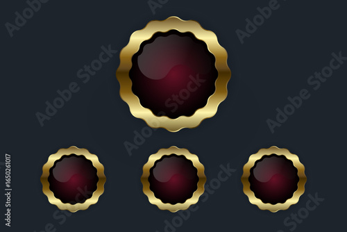 Set of Premium Gold button chart Vector Illustration. A luxury Quality Stamp element vector design, Gold Medal, metalic Shield icon, and Best seller Award Circle Badge button style