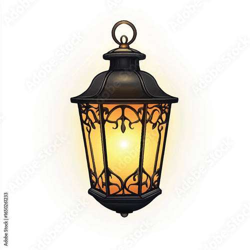 a lantern glowing