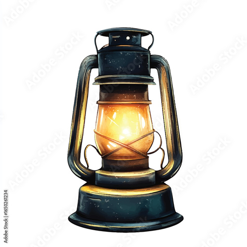 a lantern glowing