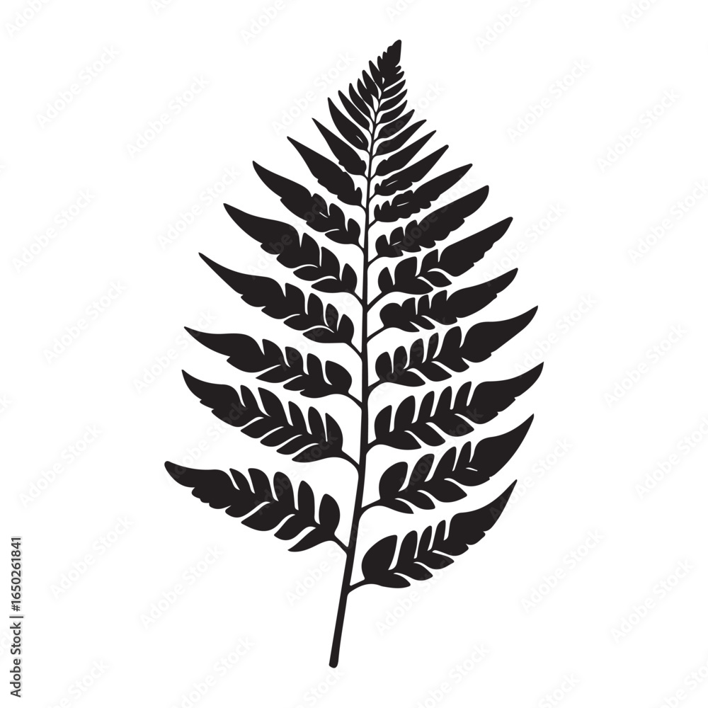 Naklejka premium fern leaves logo vector silhouette illustration, fern leaf logo icon silhouette, bracken fern leaf silhouette vector illustration, black silhouette of a fern leaf on white background.