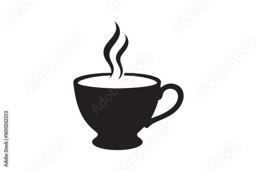 Tea cup silhouette vector art illustration on white background