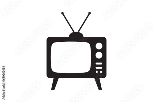 Television silhouette vector art illustration on white background