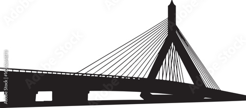 Modern cable-stayed bridge silhouette, iconic structure