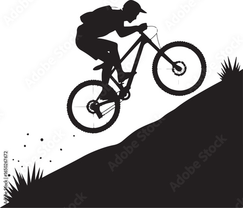 Dynamic cyclist conquers challenging downhill terrain with speed