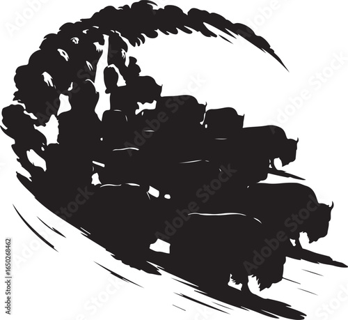 Powerful herd stampedes through stormy landscape