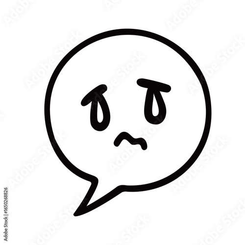 シンプルな悲しい顔のふきだし漫符イラスト