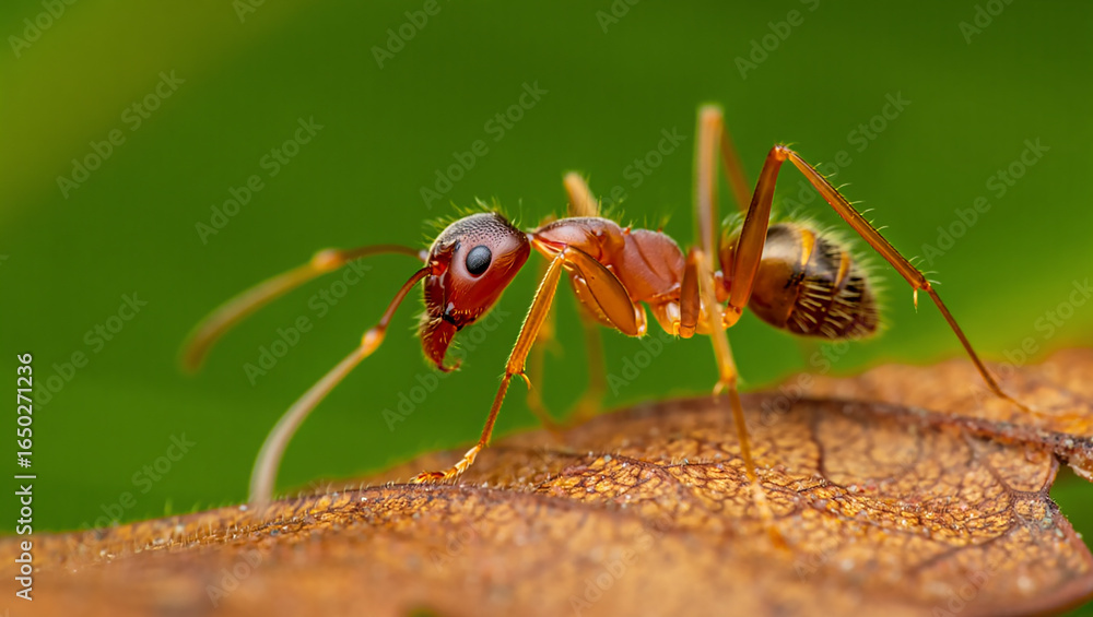 Fototapeta premium Detailed close up of a garden spider on its intricate web with dew drops