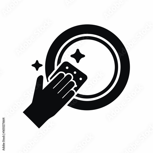 Plate washing vector silhouette illustration isolated on white background