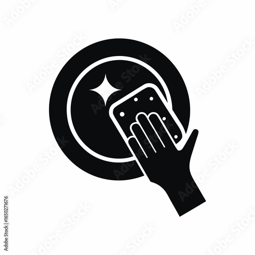 Plate washing vector silhouette illustration isolated on white 