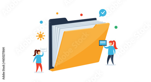 Organize your business data efficiently with this vibrant digital filing system concept