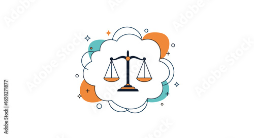 Law scale icon in modern design, representing justice, equality, and legal concepts