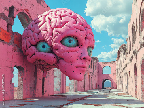 human brain and subconscious. collage