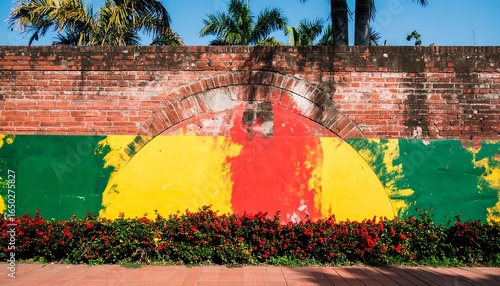 Colorful mural on a brick wall