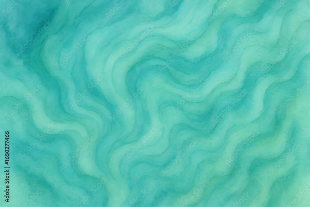 Fototapeta premium A wave with a blue background. The brushstrokes are visible, giving the painting a textured and organic feel. The overall mood of the painting is calm and serene