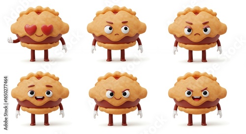Cartoon pie characters different expressions
