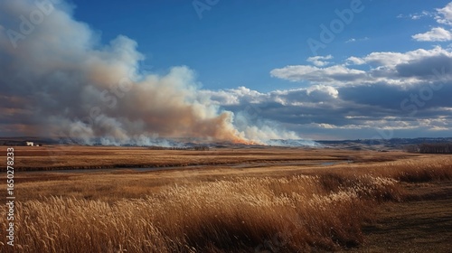 Native prairie fires naturally renewing grasslands, promoting biodiversity and ecological balance through controlled burning processes.