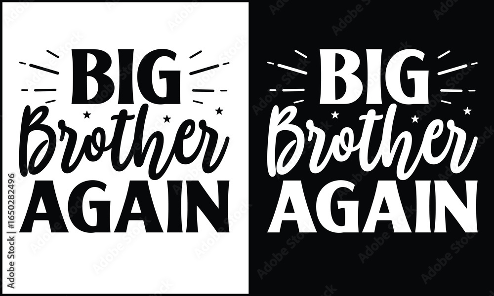 Obraz premium Big Brother Again SVG PNG – Hand Lettered Second Baby Sibling Announcement, Pregnancy Reveal Shirt Design for Cricut & Silhouette,