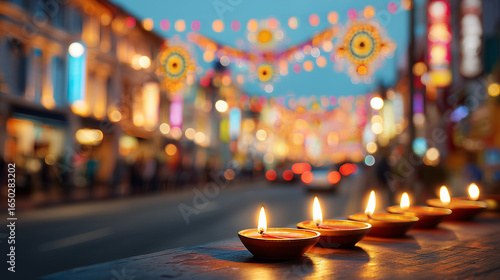 Deepavali in Singapore, oil lamps lighting up Little India
