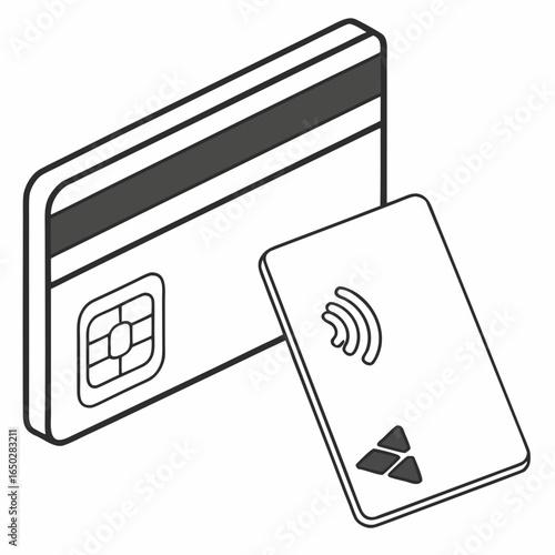 Contactless payment credit card with chip and magnetic stripe for secure transactions