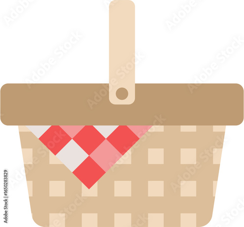 Cute Picnic Basket with Red Checkered Napkin 