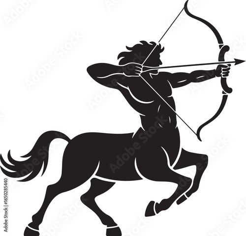 Archer Sagittarius zodiac symbol aiming bow powerful mythic warrior